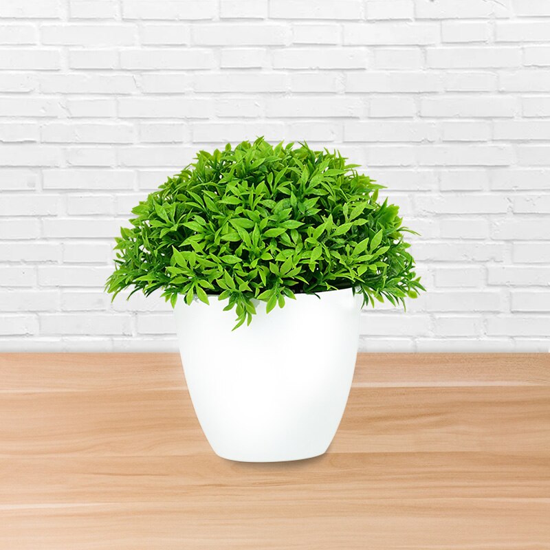 Bonsái Artificial en maceta con hojas verdes, plantas de simulación de árbol pequeño para decoración del hogar y jardín, decoraciones de mesa para fiestas de cumpleaños y bodas: B01