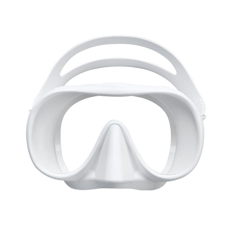 Frameless Scuba Diving Mask - Anti-Fog Tempered Glass Lens - Liquid Silicone Skirt & Strap: White