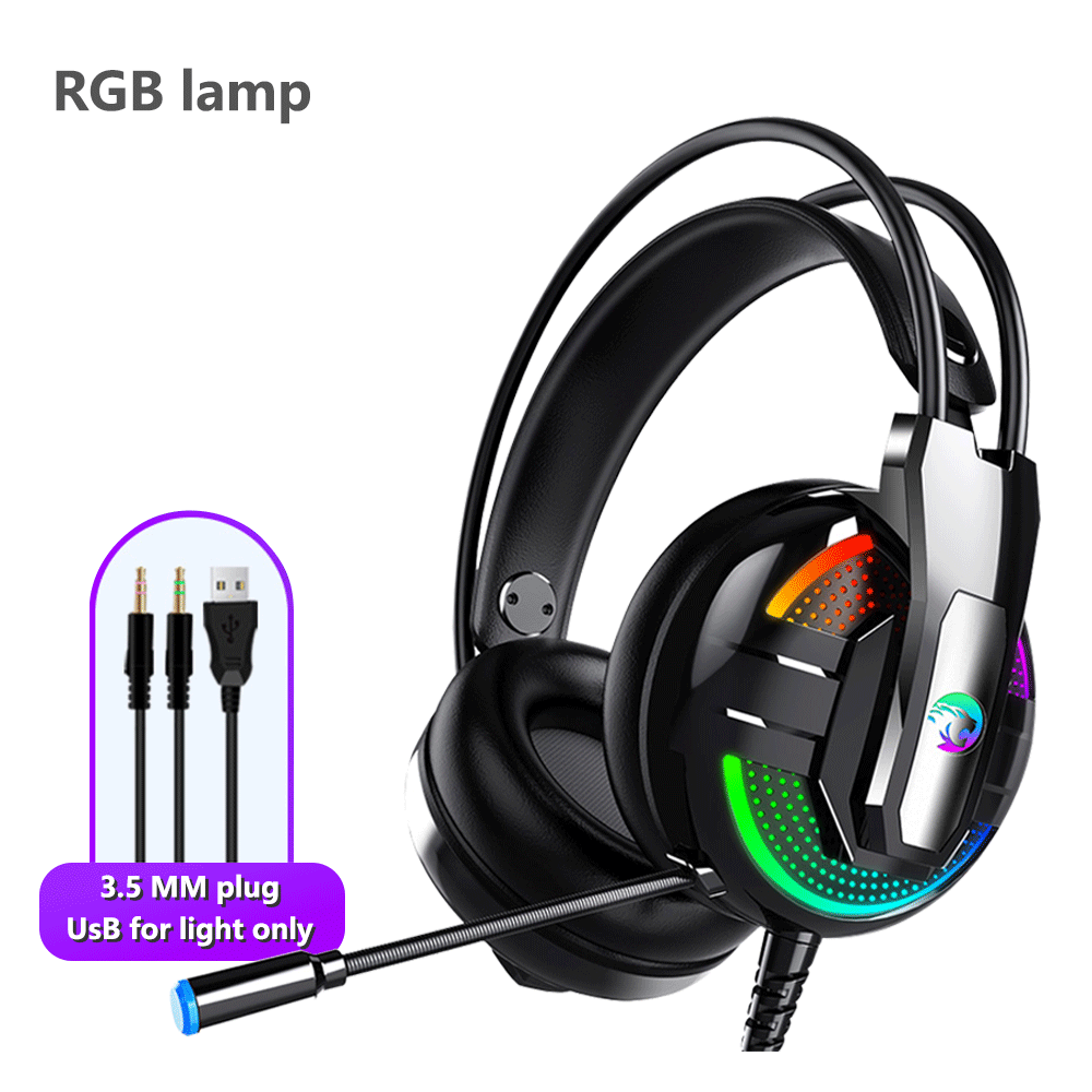 PS4 Headset Gaming Headphone with Microphone PC Noise Cancelling RGB Light Over Ear Wired Headphone for Computer Xbox PS5: 3.5mm