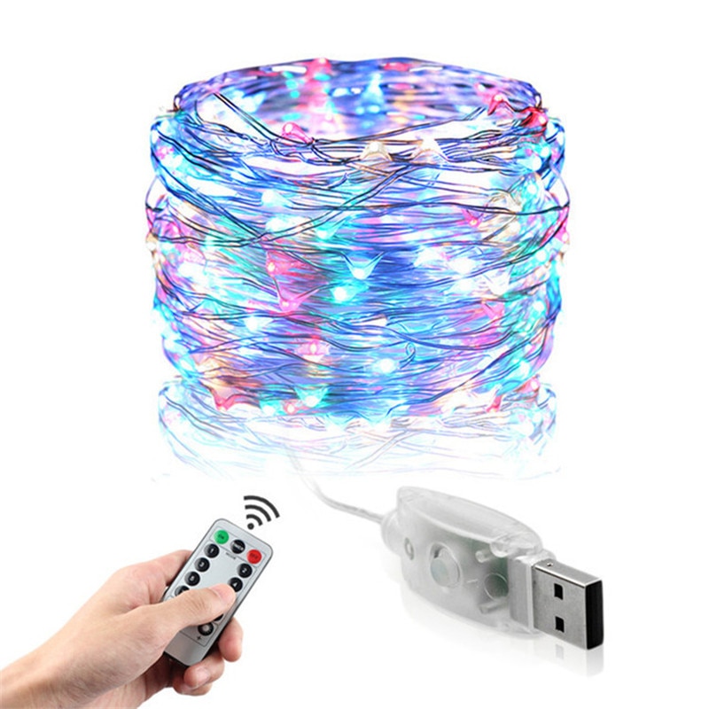Usb Led String Licht Afstandsbediening 20M 200LED Fairy String Licht Koperdraad Voor Bruiloft Kerstvakantie Decor Lamp