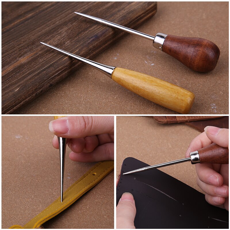 LMDZ 10PCS Leather Waxed Thread Kits for DIY Leathercraft Sewing Tools With Awl, Scissors Hand Stitching Thread Flat Waxed
