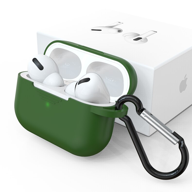 Silica Gel Case For Airports Pro Candy Color Bluetooth Wireless Earphone Cover For Airports Pro Cover Headphone Charging Coque: Dark green