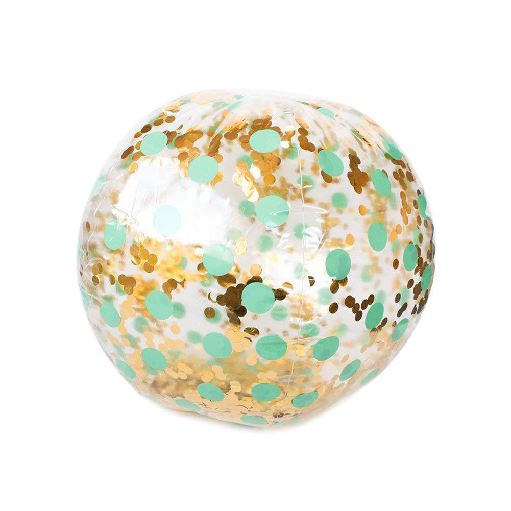 Opblaasbare Sequin Beach Bal Transparante PVC Water Bal Speelgoed voor Kids Volwassenen Mooie Gouden Confetti In Deze Bal