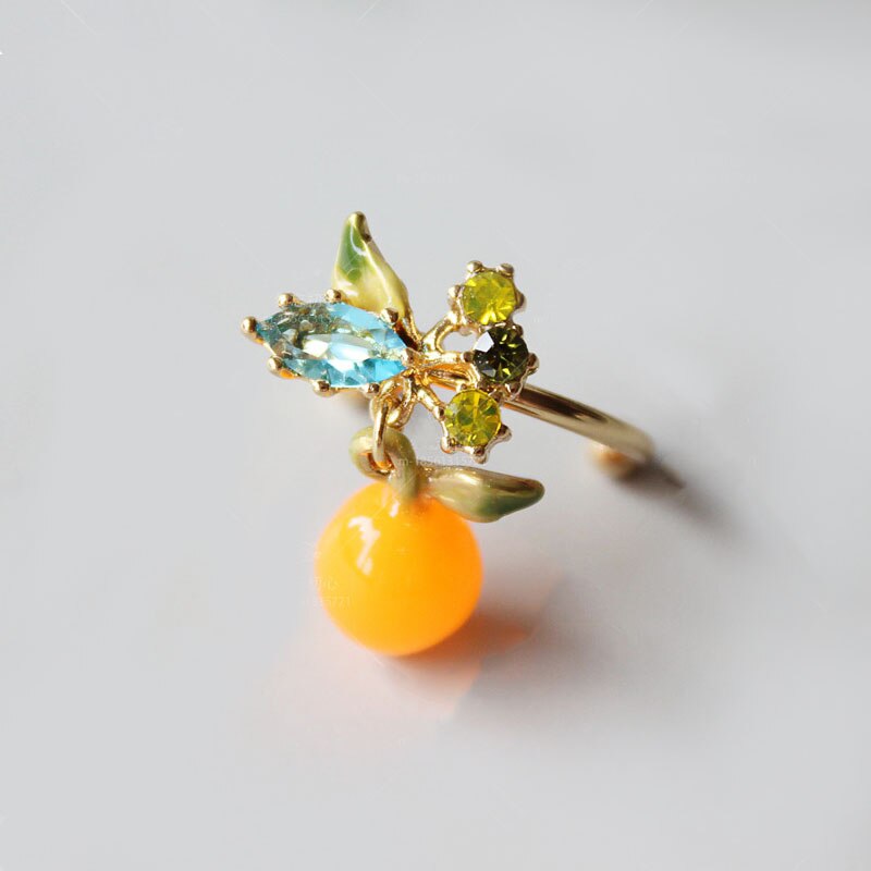 Romantisk søte oransje blomster perle ørering ring armbånd armbånd halskjede smykkesett for kvinner hvite blomster smykker: No9 ring