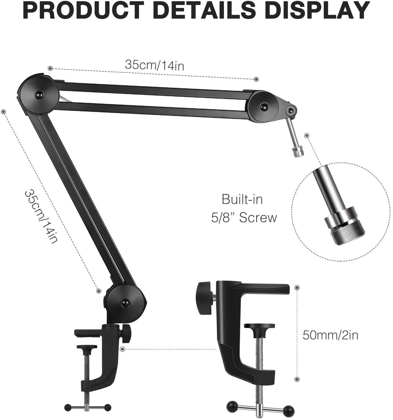 Soporte de micrófono para pantógrafo, brazo de suspensión ajustable, resistente, con filtro Pop, para Blue Yeti Bm 800