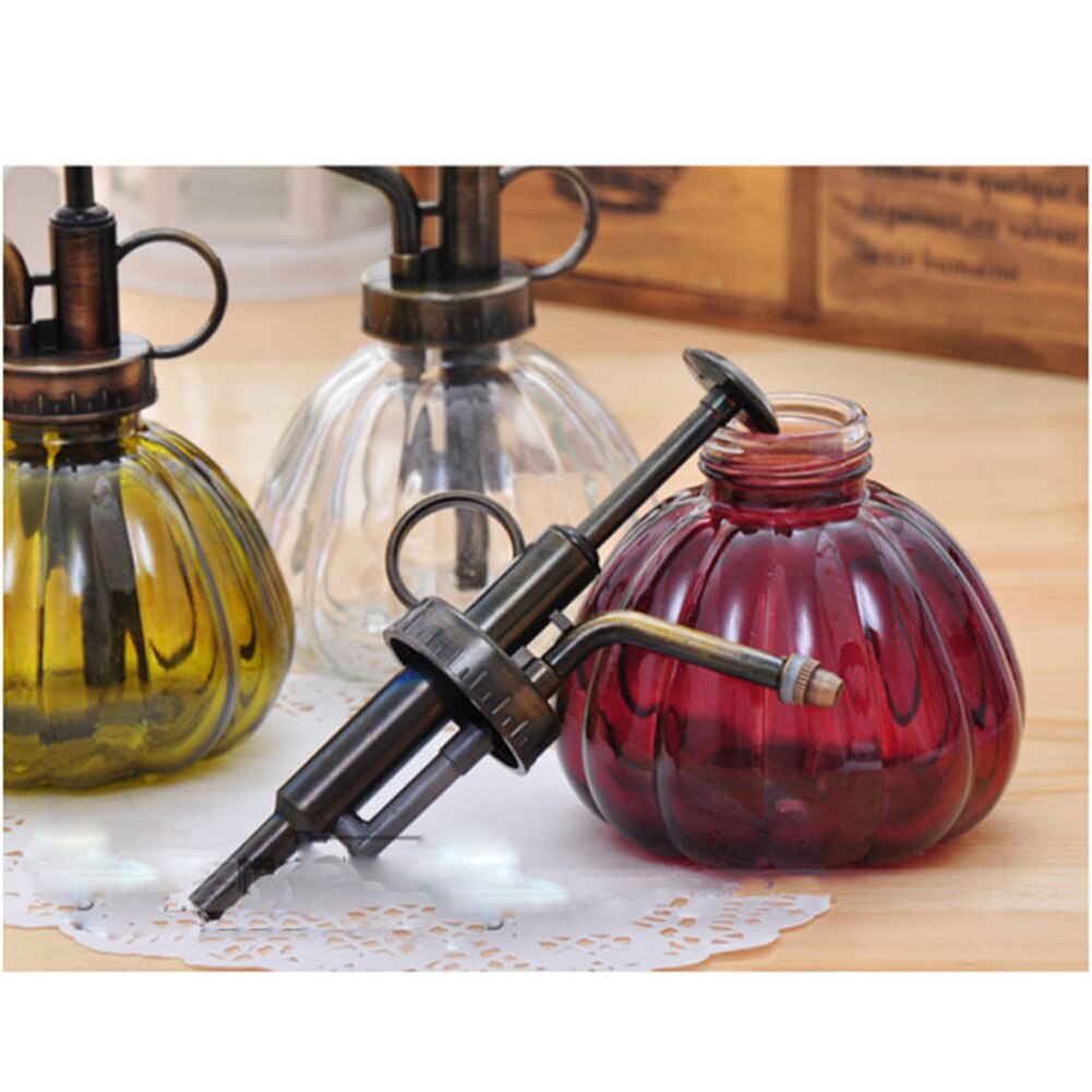 Vintage pompoenvormige glazen spuitfles, gieter voor bloemen, tuin, vetplanten, spuitfles, tuinieren, plantbenodigdheden