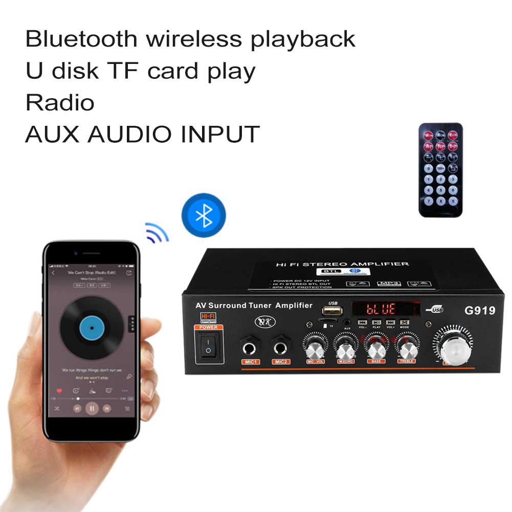 Subwoofer Surround Sound Car Audio Power Amplifier USB Input With Remote Control Portable Digital Home Theater Bluetooth 5.0