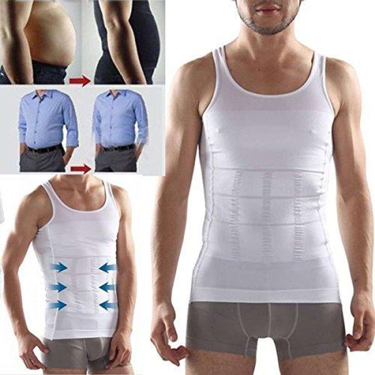 Men's Slimming Body Shaper Corset Shirt Compression Abdomen Tummy Belly Control Running Gym Sports Vest T Shirts Clothing