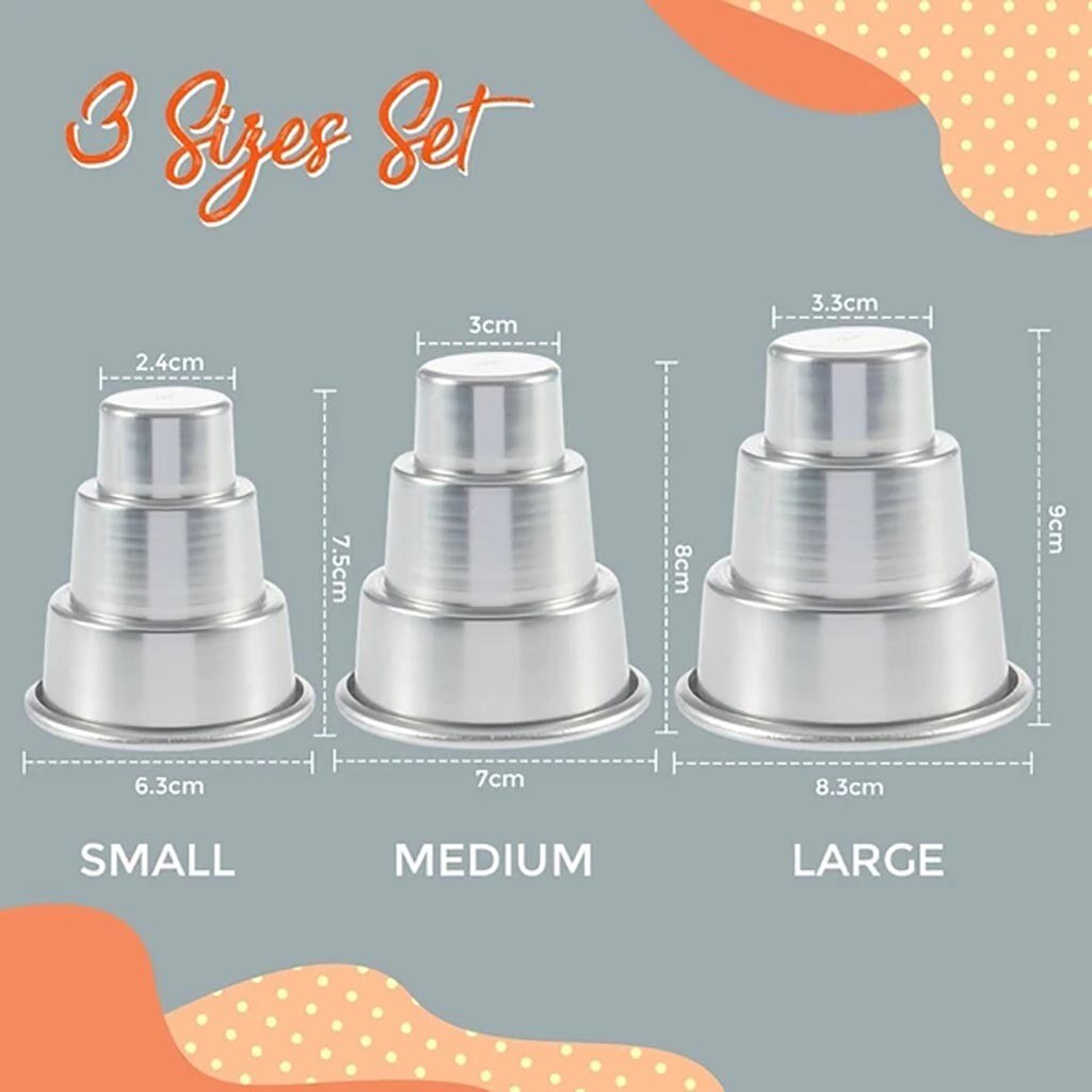 Mini Three-tiered Cake Pan Pudding Mold Muffin Decorating Mould Tools straight sides & uniform wall thickness cakes sharp 525