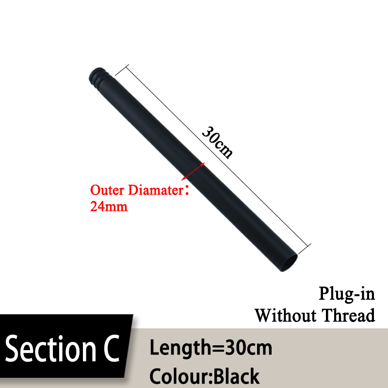 24mm/22mm/20mm 30/40cm Kupfer Überzug/Schwarz Dusche Verlängerung Stange ohne gewinde erhöaufgehängt dusche rohr verlängern Verlängerung rohr: C-Länge30cm-Schwarz