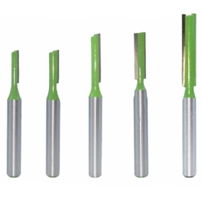 5Pcs 6Mm Shank Single Straight Bit Double Flute Milling Cutter for Wood Tungsten Carbide Router Bit Woodwork Tool