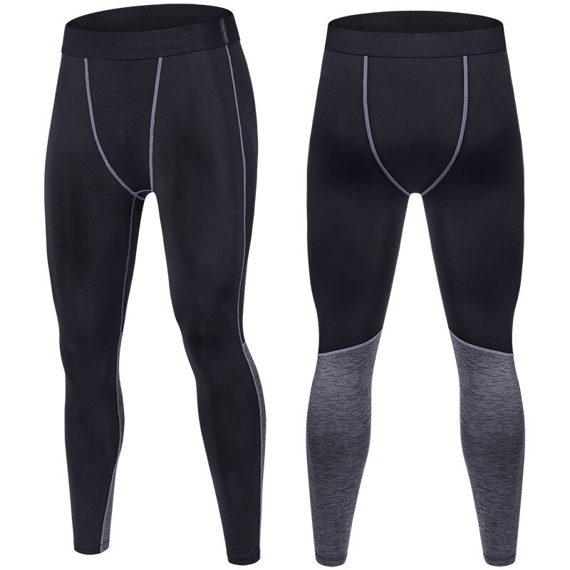 Hurtigttørrende skinny ensfarvede bukser herre løbebukser gym stramme leggings joggingbukser til mænd træning træningstøj xxxl: Sort og grå / Xxl