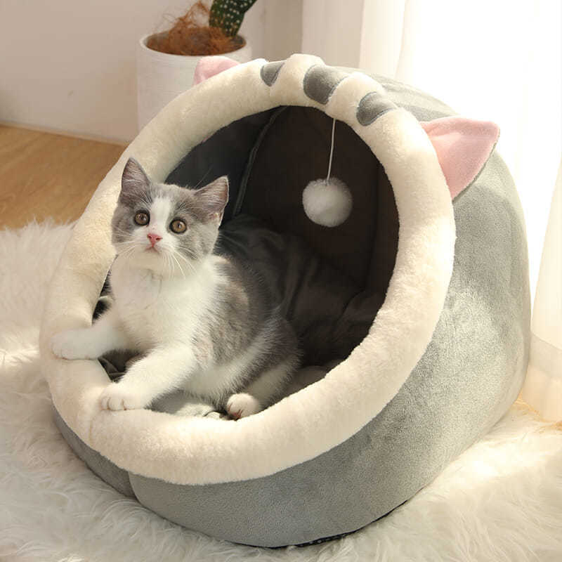 Nid Douillet Semi-fermé Pour Chien Ou Chat - Tissu Oxford Extérieur, Polaire Arctique Intérieur - Tailles S (32x40 Cm) Et L (37x46 Cm), Lavable - 4