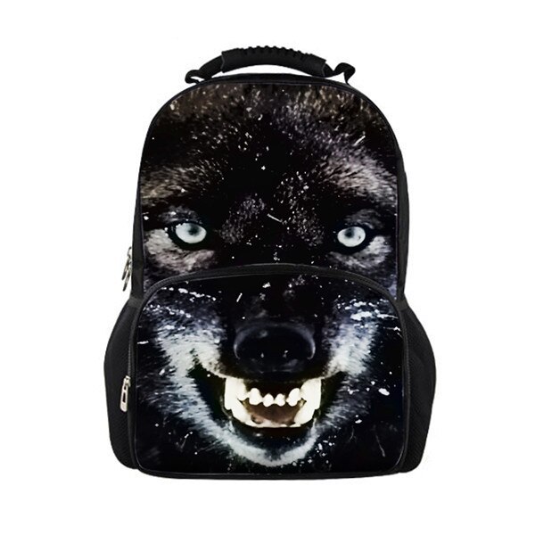 TWOHEARTSGIRL Cool 3d Wolf Print Backpack for Men Big Boys Animal Backpack Student Laptop Bagpack Travel Rucksack Felt Fabric: Z2269A