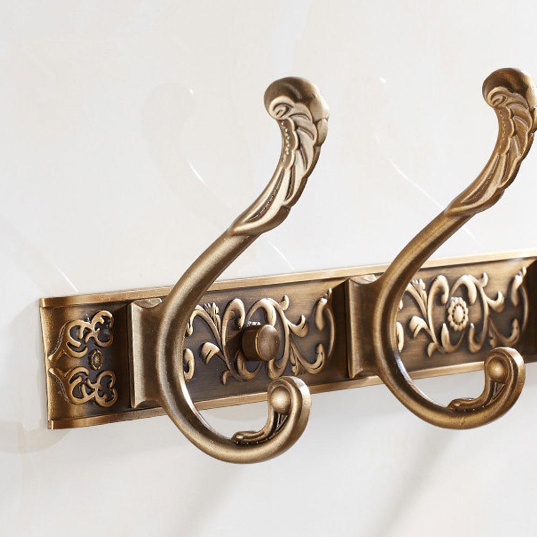 5 Row Hooks Luxury Bathroom Wall Carving Robe Hook Coat Hanger Door Hooks For Bathroom Accessories
