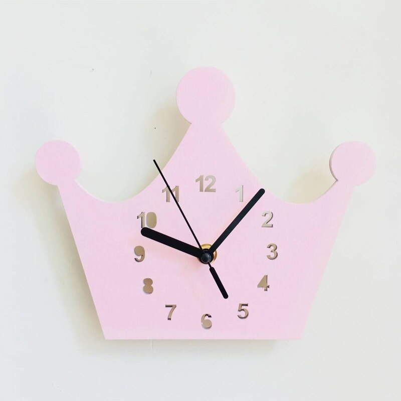 Træ krone vægur børn pige værelse indretning lilla pink dekorative prinsesse ure moderne hængende ornamenter: Lyserød