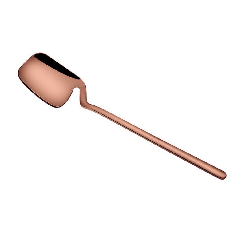 Stainless Steel Spoon Long Handle Ice Cream Scoop Tea Coffee Mixing Spoon Dessert Fruit Fork Home Kitchen Decorative: Spoon (rose gold)