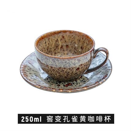 Taza de café pequeña y lujosa flor europea, platillos de vidrio conciso para el hogar, taza de café de cerámica, té negro, 250ml