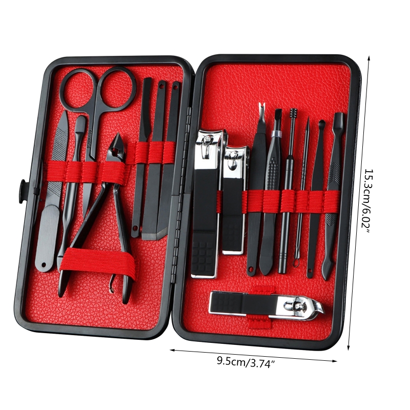 A0ND 16pcs Kit per la cura delle unghie Kit da viaggio per unghie Set per Manicure Kit per la rimozione della cuticola per Pedicure