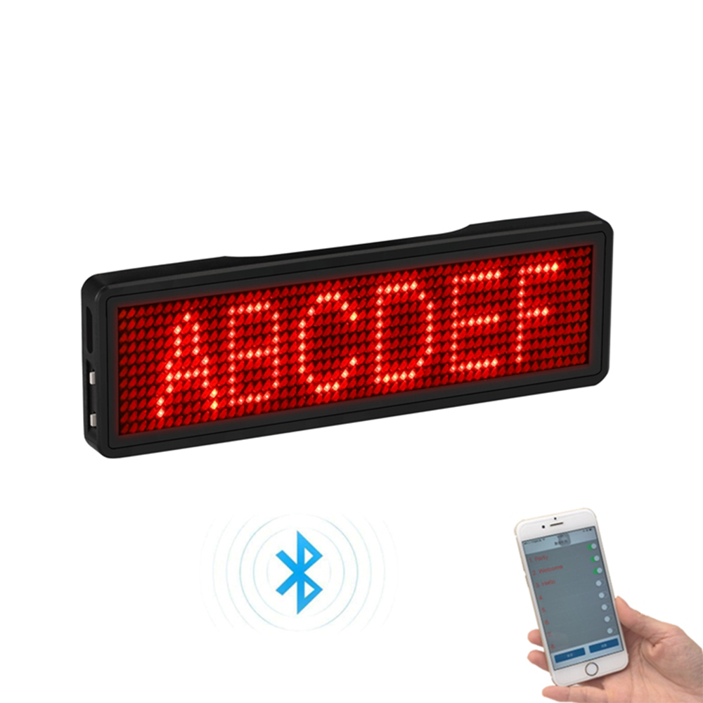 Bluetooth LED Name Badge DIY Programmable Scrolling Message Board Mini LED Display HD Text Digits Pattern Display for Party Shop: black