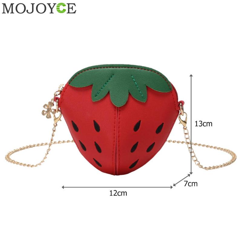 Söta tecknade crossbody väskor för kvinnor jordgubbar mini pu läder axelväskor