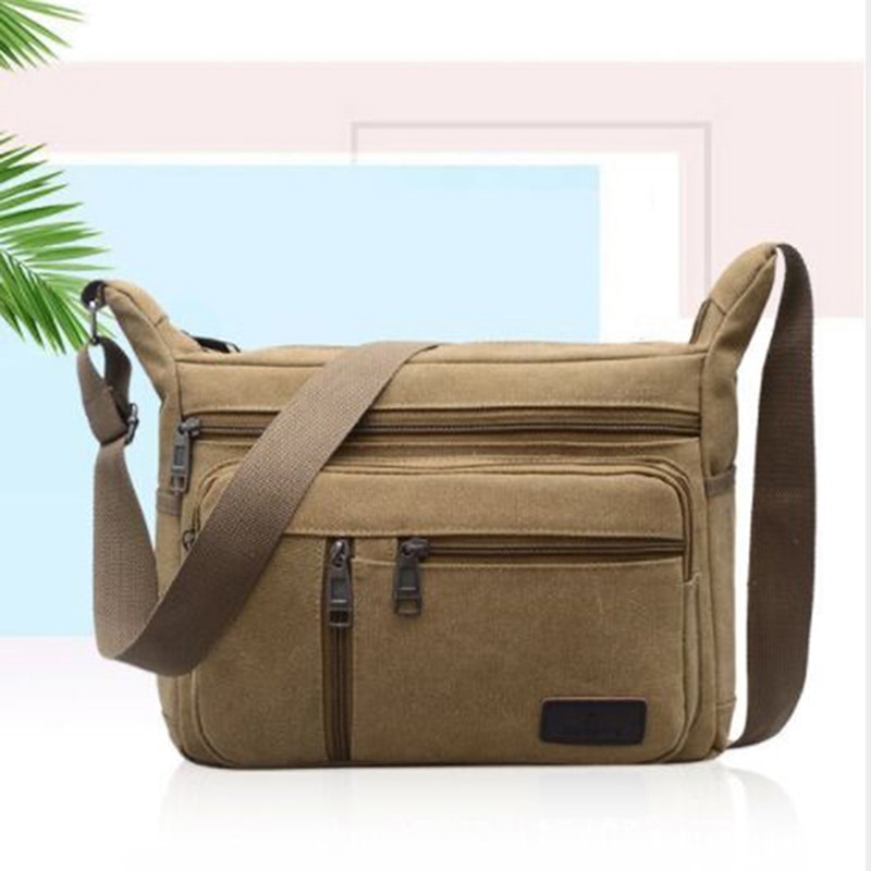 Unisex Canvas Crossbody Bags Single Shoulder Bags Travel Casual Handbags messenger bags Solid Zipper Schoolbags for Teenagers
