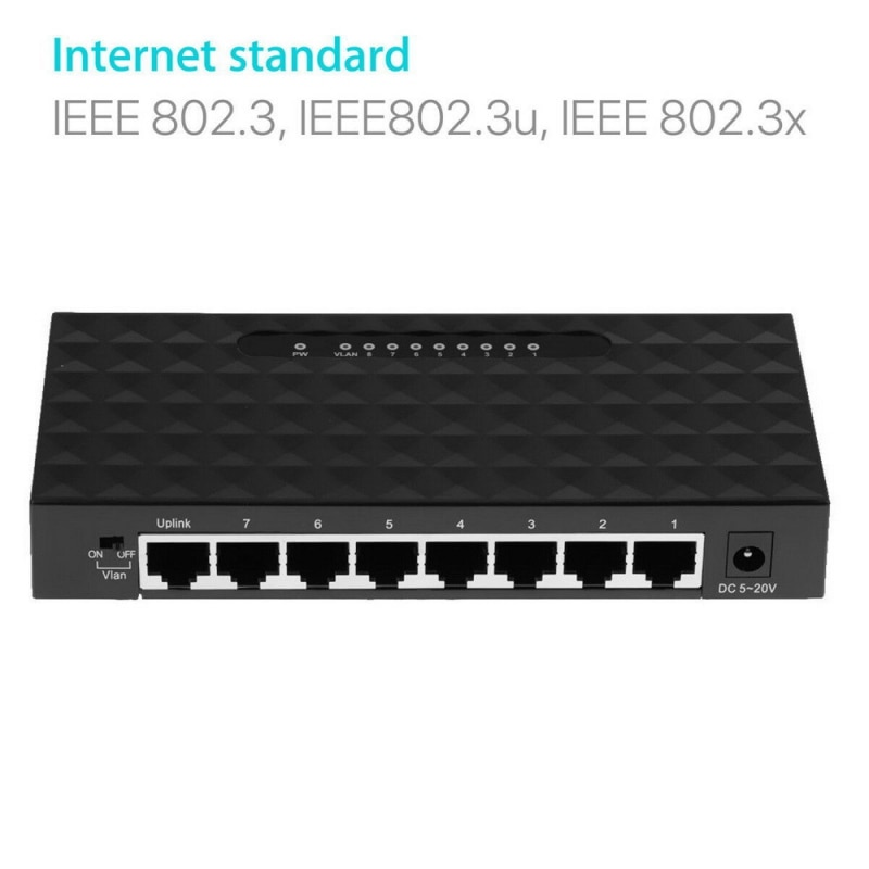 Practical Durable Mini Ethernet Network Desktop Switch 8 Port 10/100Mbps Lan Fast Internet Hub
