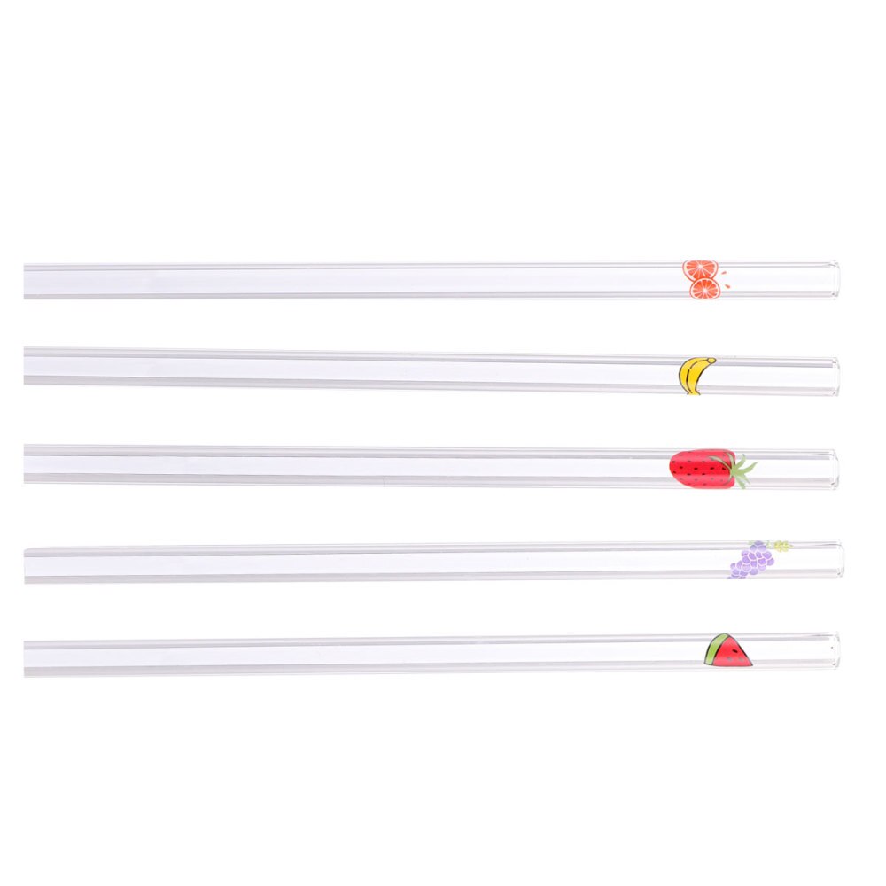 5PCS Straw Transparent Glass Straw Drinking Straw: Default Title