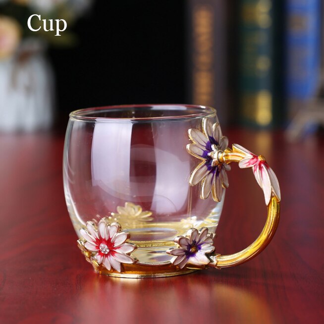Glas blomst te kop kaffe krus emalje farvet vand kop tekop krystal pyrex perm bevis familie sæt elskere glas: -en