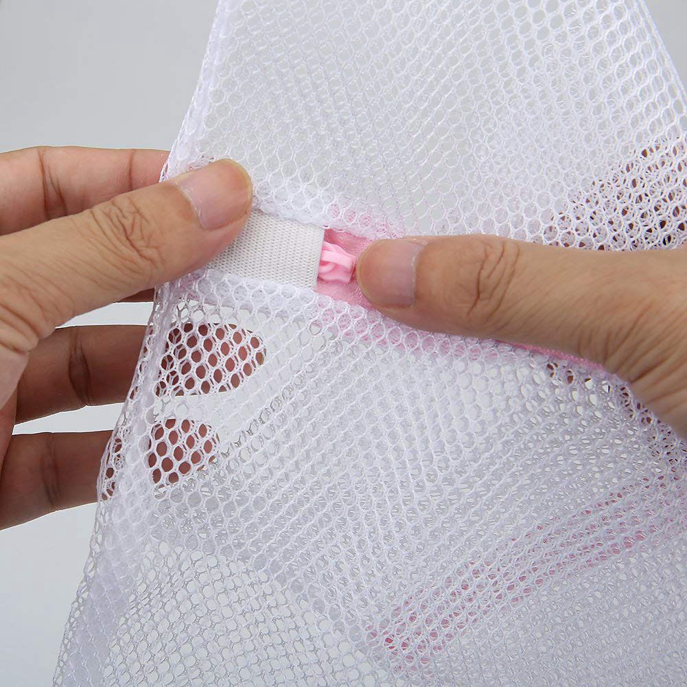 -Large Net Washing Bag, Set of 4 Durable Coarse Mesh Laundry Bag with Zip Closure for Clothes, Delicates