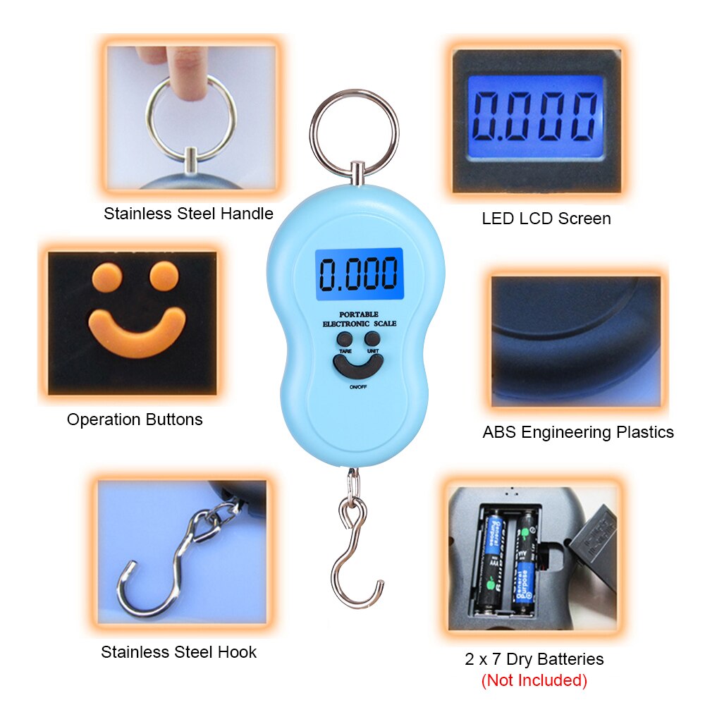 Scale Digital Scales Electronic Fishing Weight Pocket Luggage Travel Hanging Scale For Kitchen Steelyard Hook Scale LCD Portable
