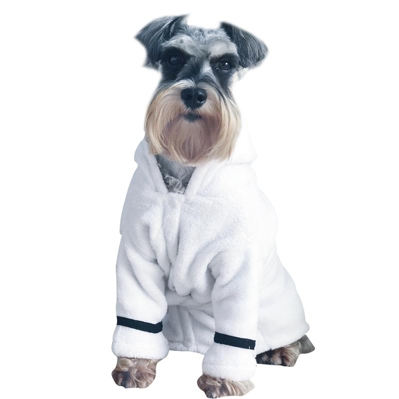 Hundebadekåbe højabsorberende, hurtigtørrende blød kappe, varm pyjamas med hætte, badekåbe til hundekat: L
