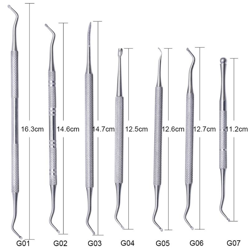 7 Style Dual End Ingrown Toenail File Spoon Nail Groove Correction Lifter Cleaner Cuticle Remover Pusher Pedicure Tool Foot Care