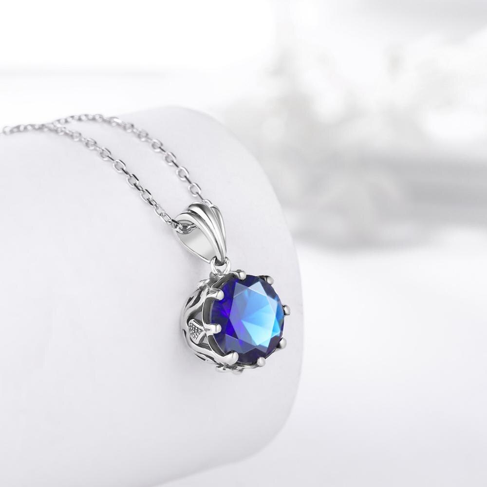Szjinao – pendentif fleur mignon en argent Sterling 925, saphir bleu, pour femmes, collier, bureau, bijoux gravés
