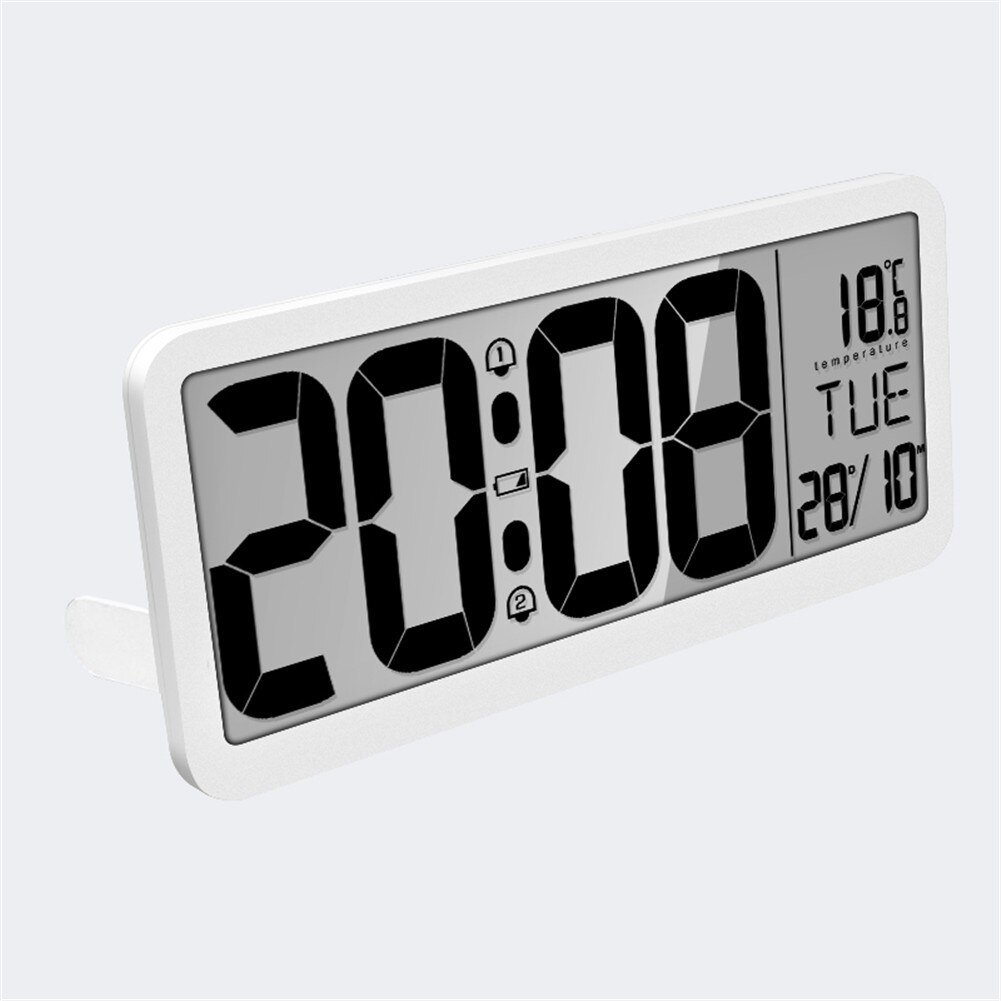 Digital Wall Clock, Desk Clock, Auto Time Self Setting Alarm Clock, Auto Time Changing, Number Clock Date Temperature Display: White