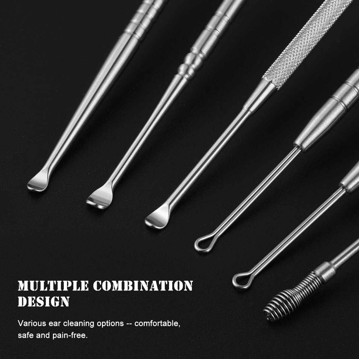 7pcs Ear Cleansing Ear Wax Removal Kit Multi-Functional Ear Pick Cleaner Kit Ear Cleansing Tool With A Cleaning Brush (Silver)