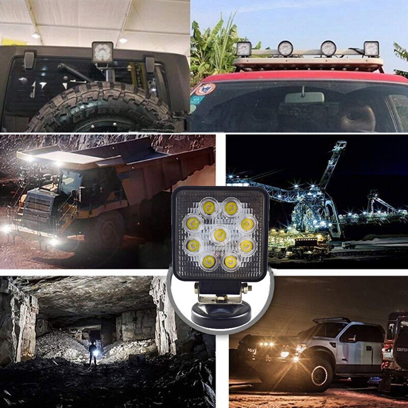 4 pouces 27W 6000K 12V LED lumière de travail Spot LED ronde lumière tout-terrain lampe Worklight pour hors route moto voiture camion bateau