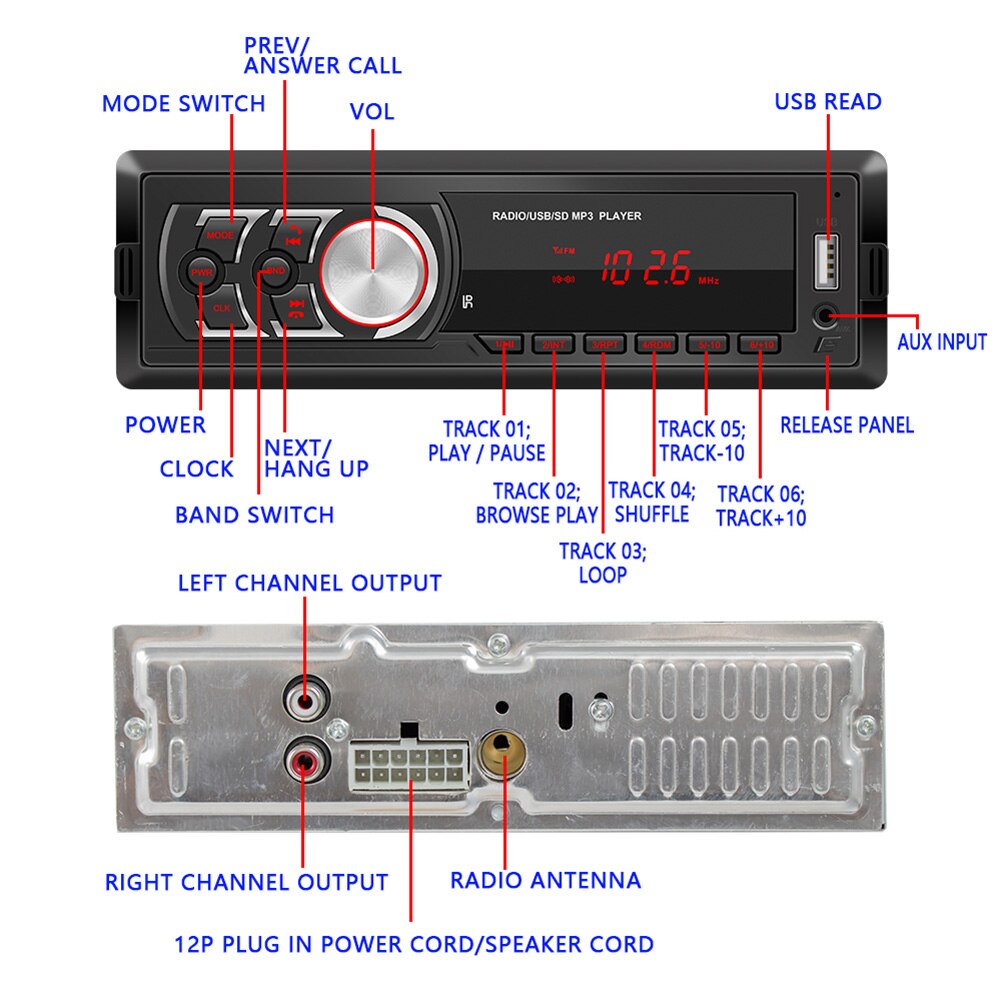 1781E Autoradio Bluetooth Autoradio Aux Ingang Ontvanger 12V Stereo MP3 Speler Auto Radio Lcd-scherm Auto MP3 Speler