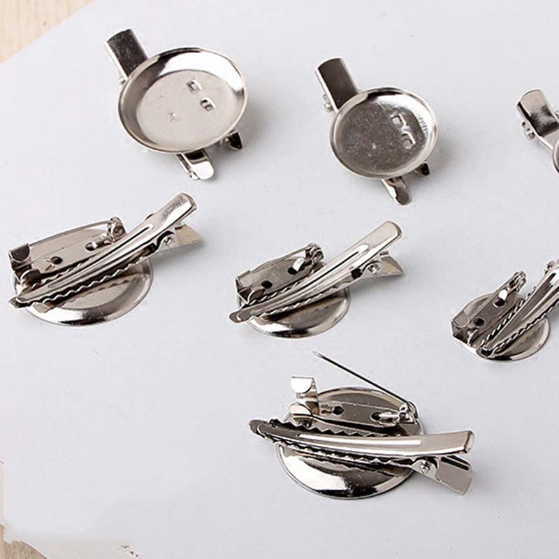 100 unids/lote de broche, alfileres, corpiño, bandeja redonda de rodio, broche con Base de cabujón, alfiler de seguridad para broches artesanales, alfileres para ropa de boda