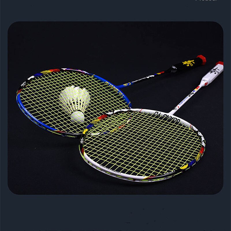 2022 8U Badminton Racket Carbon Fiber Racket Offensive and Defensive Single Shot Lightweight Racket with Bag