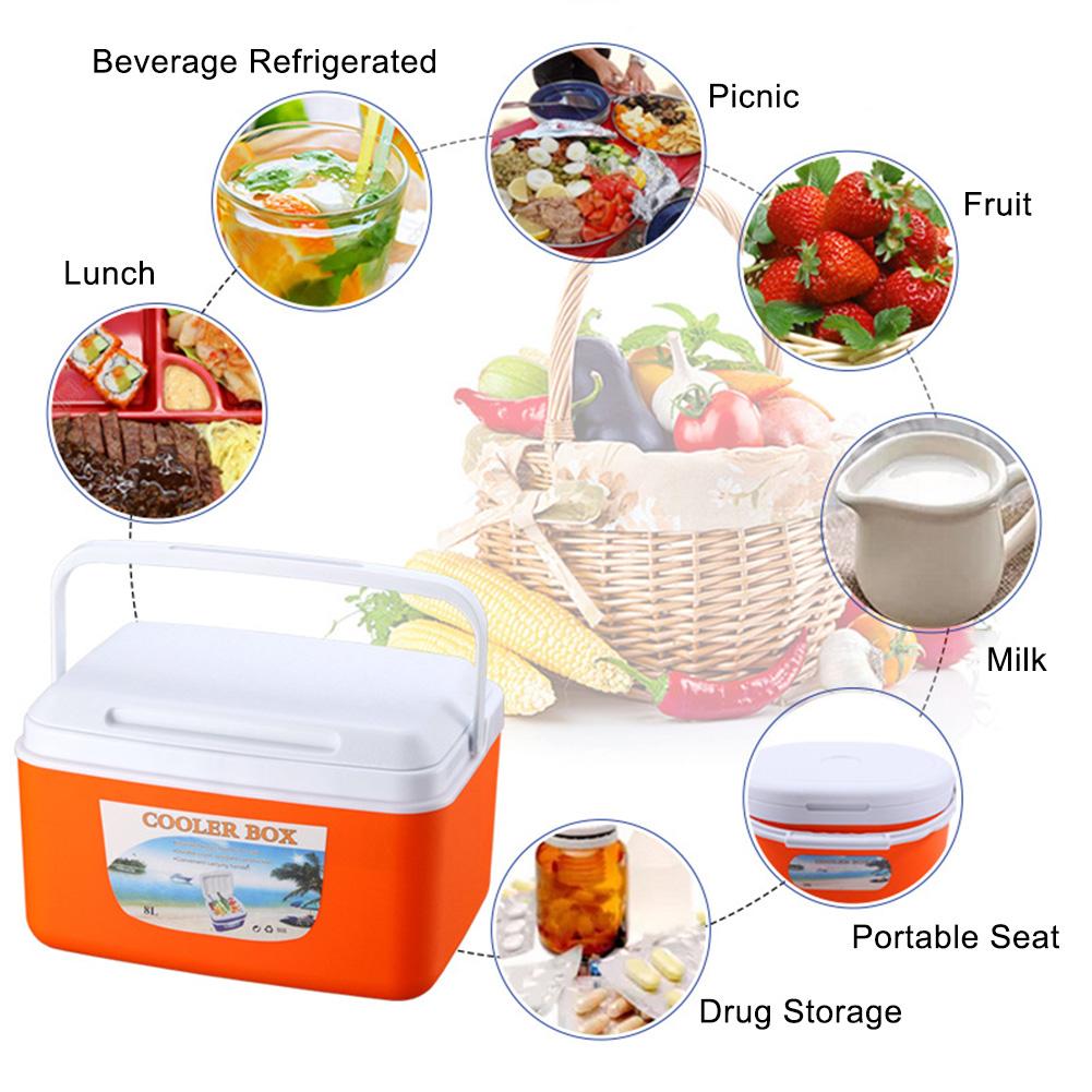 8L Outdoor Incubator Portable Food Storage Box Car Cold Box Fishing Box Cooler Fridge Box For Travel