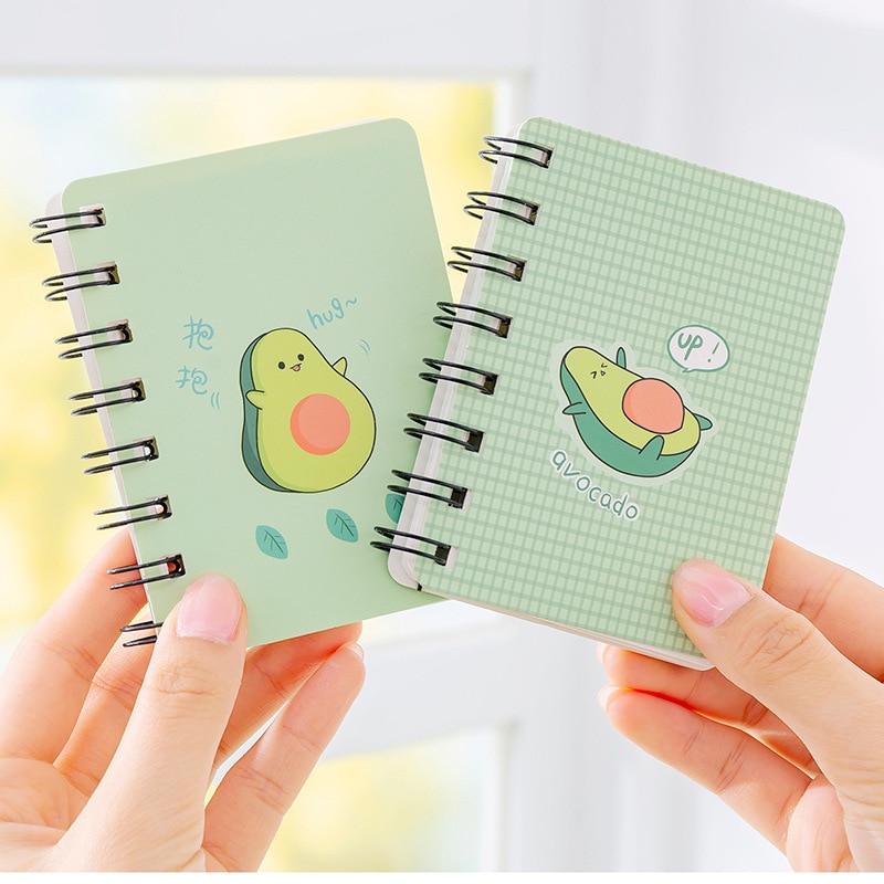 Cartoon cute avocado A7 coil notebook kawaii student mini portable notebook small pocket notebook student office stationery