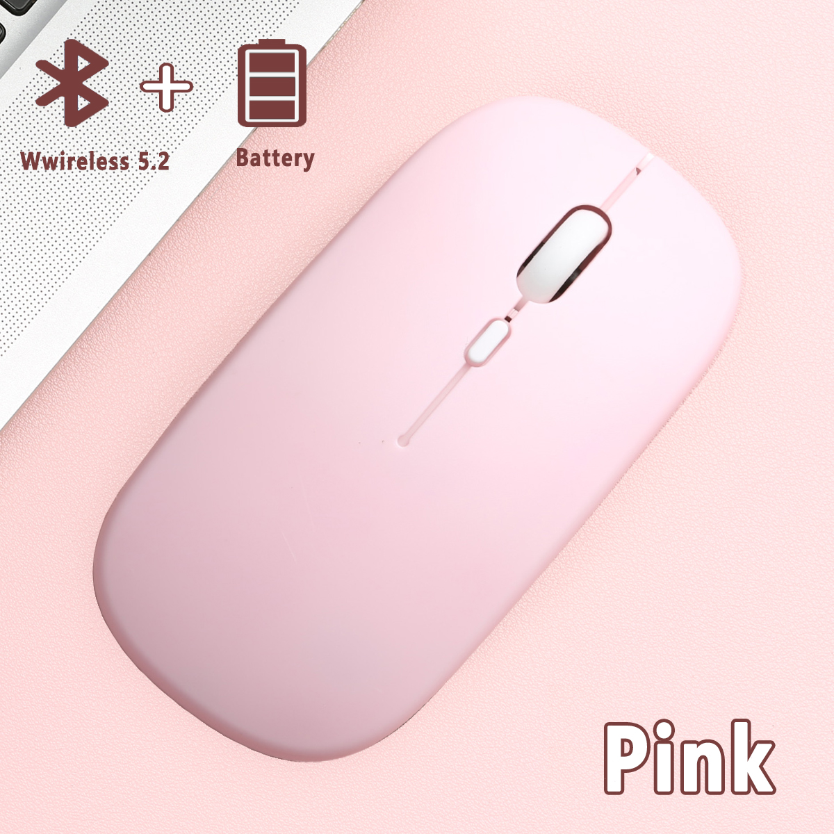 Bluetooth-Maus für Laptop (BT 5.0), Computer, Bluetooth-Maus, tragbare PC-Maus, Bluetooth, kompatibel mit Mac, MacBook Profi Luft: Rosa