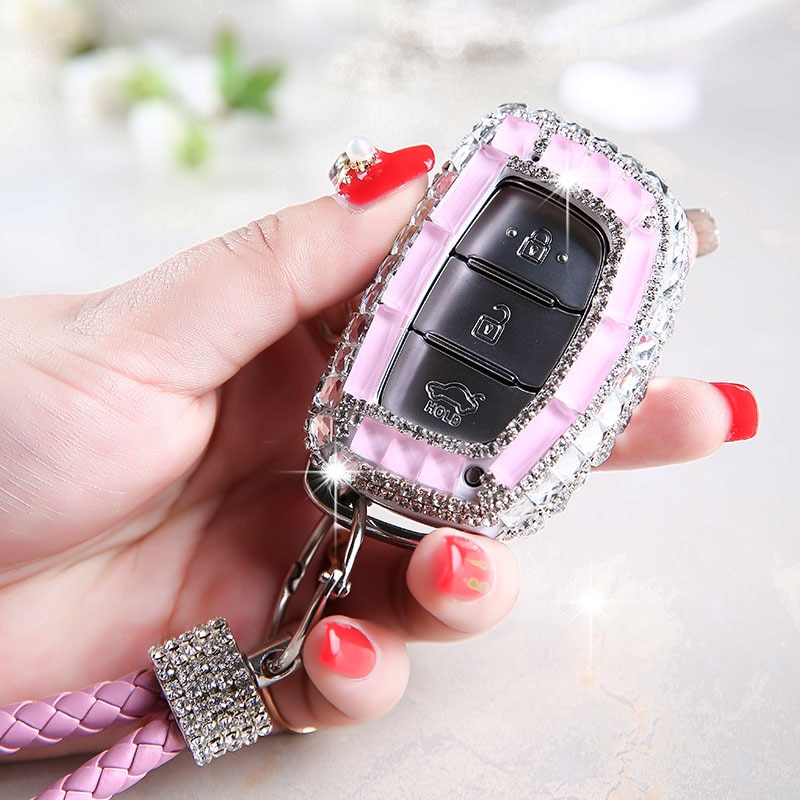 Smart nyckelskydd kristall diamant bilnyckel fodral lock nyckel skydd för hyundai  hb20 ix25 ix35 ix45 hb20 i10 i20 i30