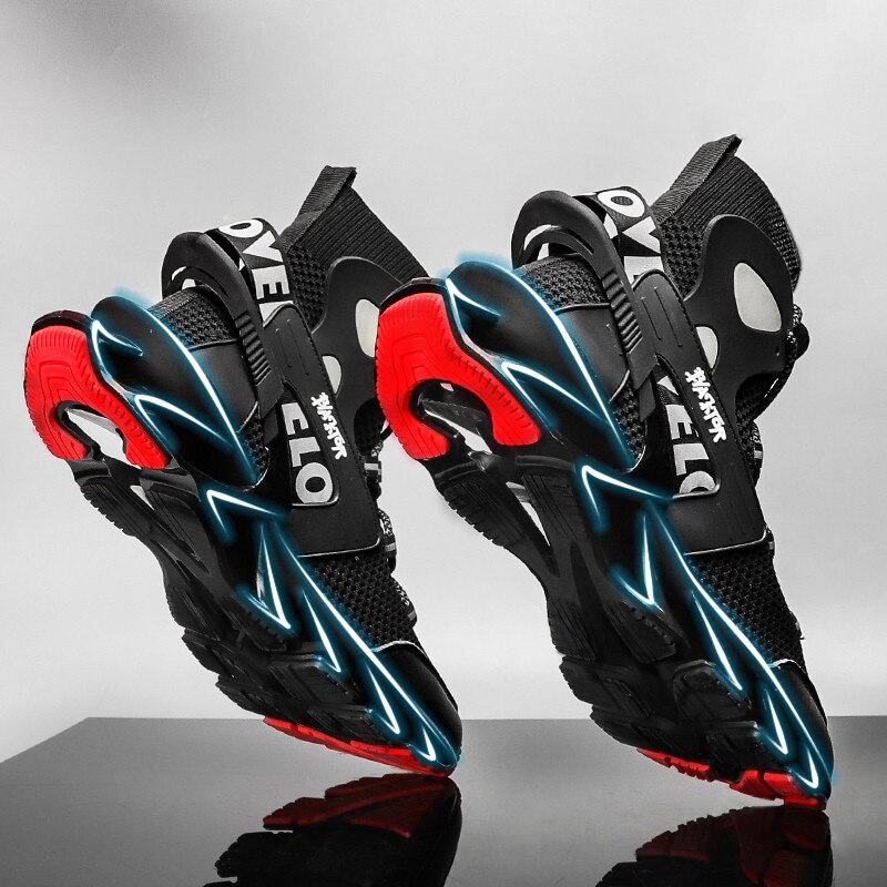 Efterår forår mandlig rød høj top blade løbestøvler herre sportssko komfortable sneakers gå jogging gym fitness trænere