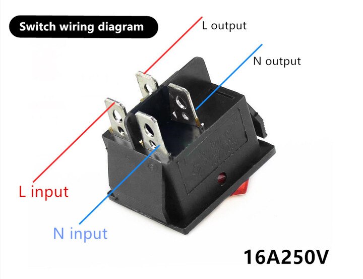 Latching Rocker Switch Power Switch I/O 4 Pins 16A 250VAC 20A 125VAC KCD4