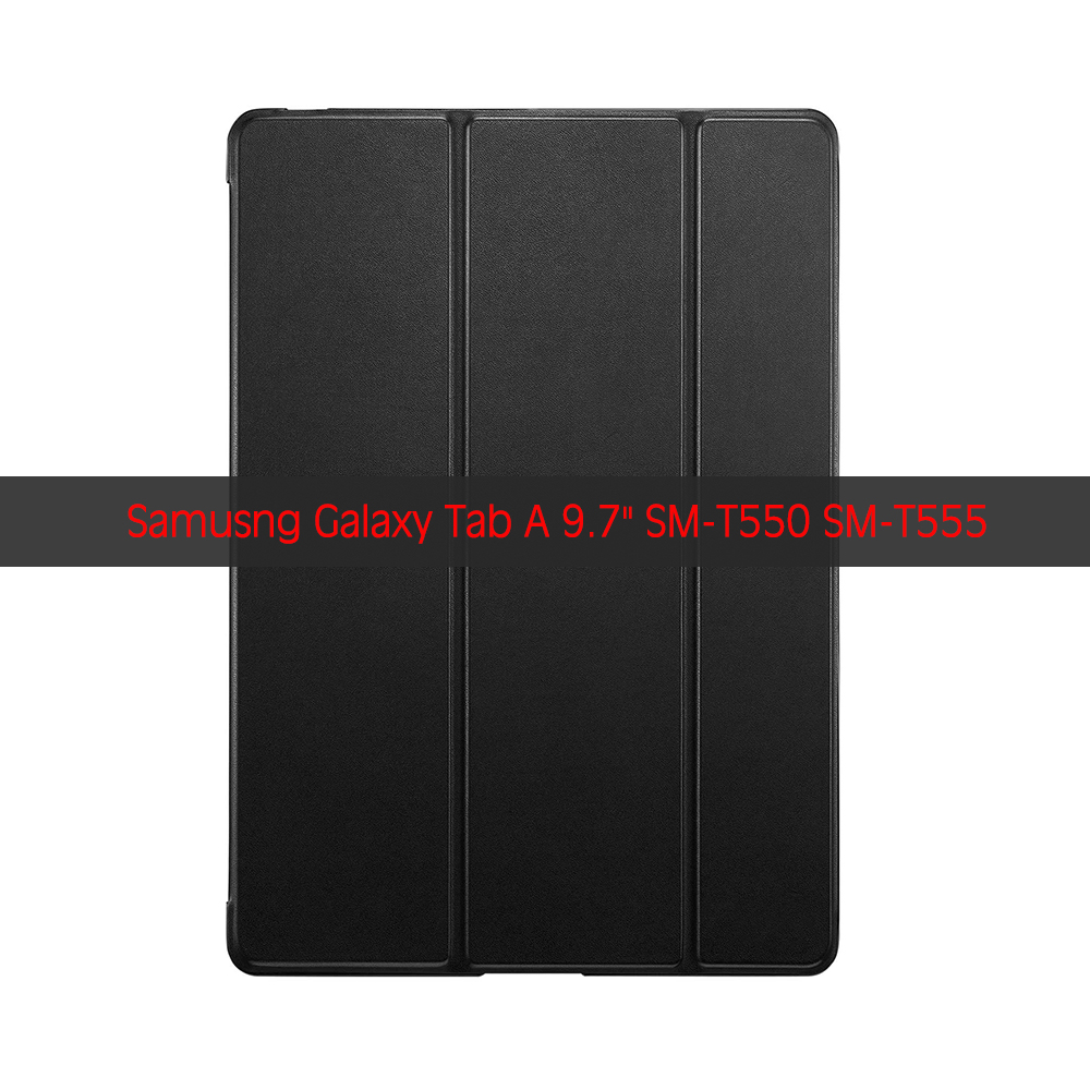 Fodral för samusng galaxy tab  a 9.7 ''  t550 fundas för tab  a 9.7 sm-t550 t555 p550 p555 pc back pu läder smart cover auto sleep: Svart