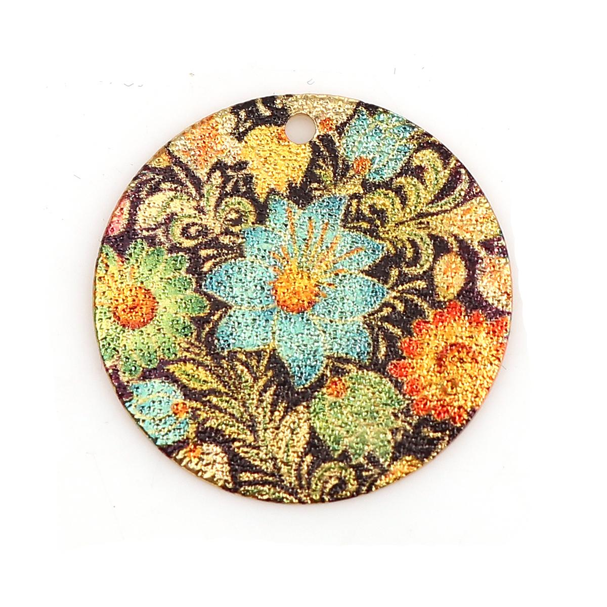 DoreenBeads Women Zinc Based Alloy Enamel Painting Charms Round Gold Color Multicolor Geometric 20mm( 6/8&quot;) Dia, 10 PCs: 8