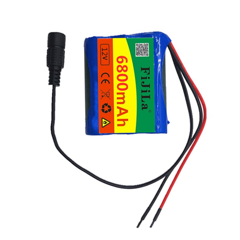 100% 12V 6800mAh 18650 Li-ion Battery for CCTV Cameras, 3A Batteries + 12.6V EU US Charger,
