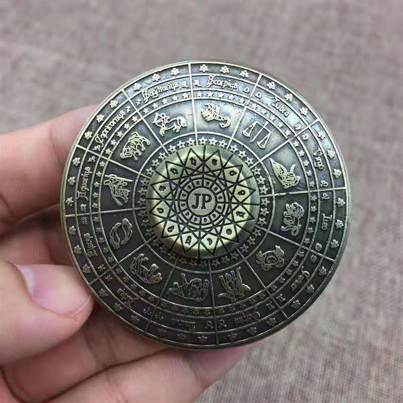 Chinese Style Fingertip Gyro Feng Shui Compass Constellation Finger Spinner Metal Decompression Artifact ADHD Decompression Toy: Light Grey